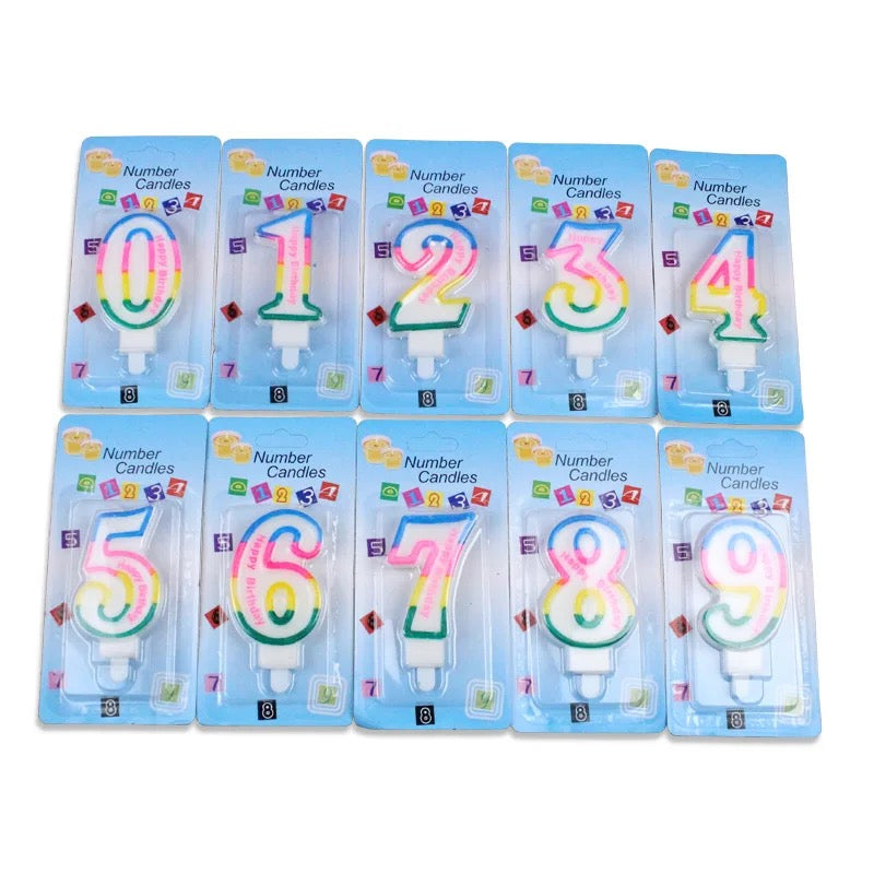Rainbow number candle