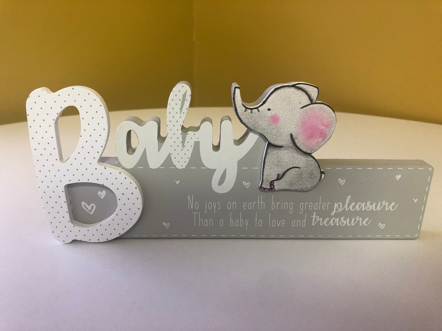 Wooden standing baby sign