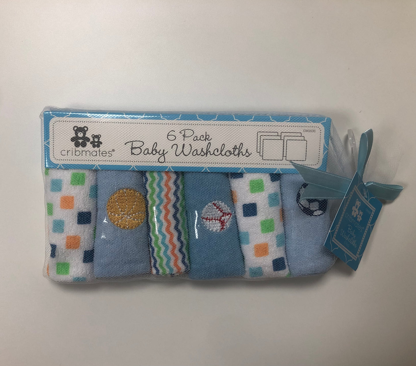6 Pk washcloths blue