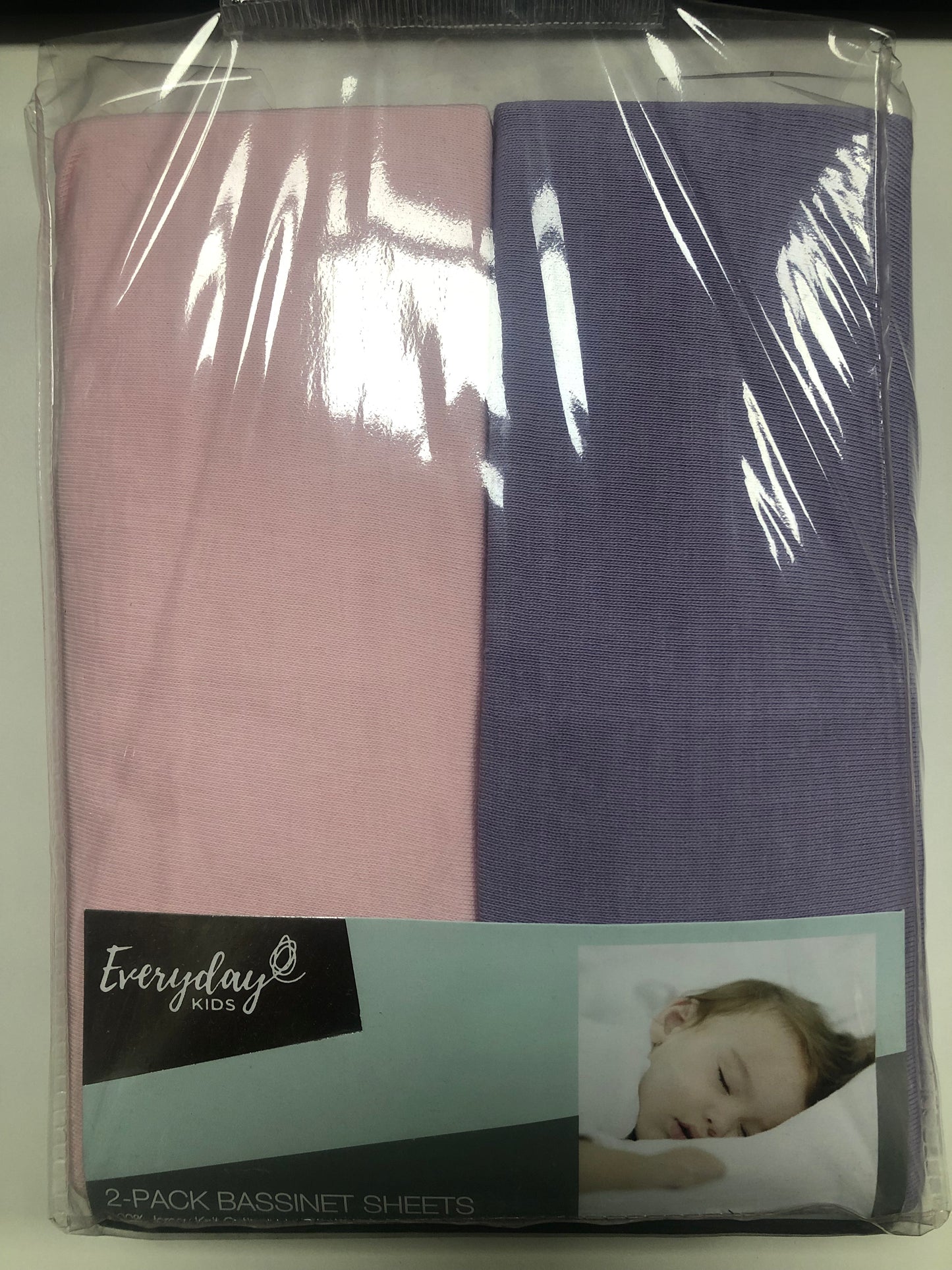 Bassinet sheets 2pk pink/purple solid