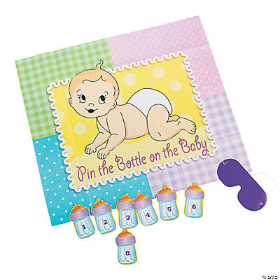 Pin the bottle baby game