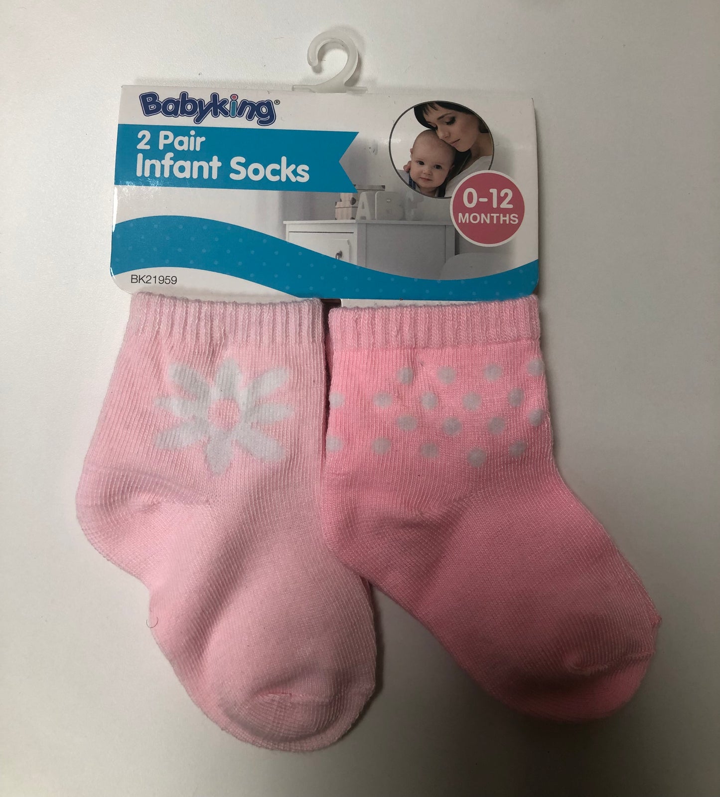 2pr Infant socks pink/blue assorted