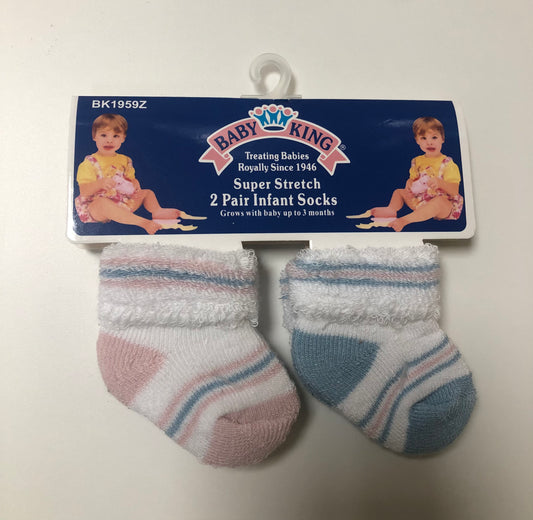 2pr Infant socks lines assorted