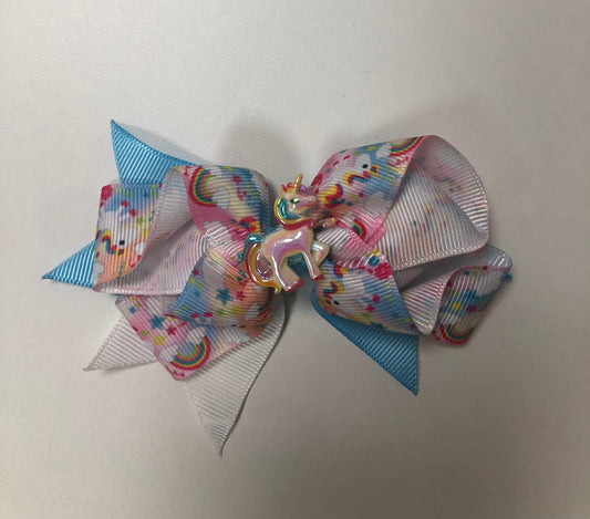 Unicorn layered hair bow