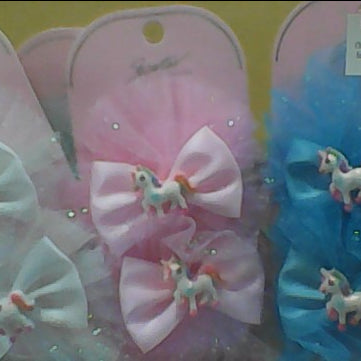 2pk Hair bow pin unicorn