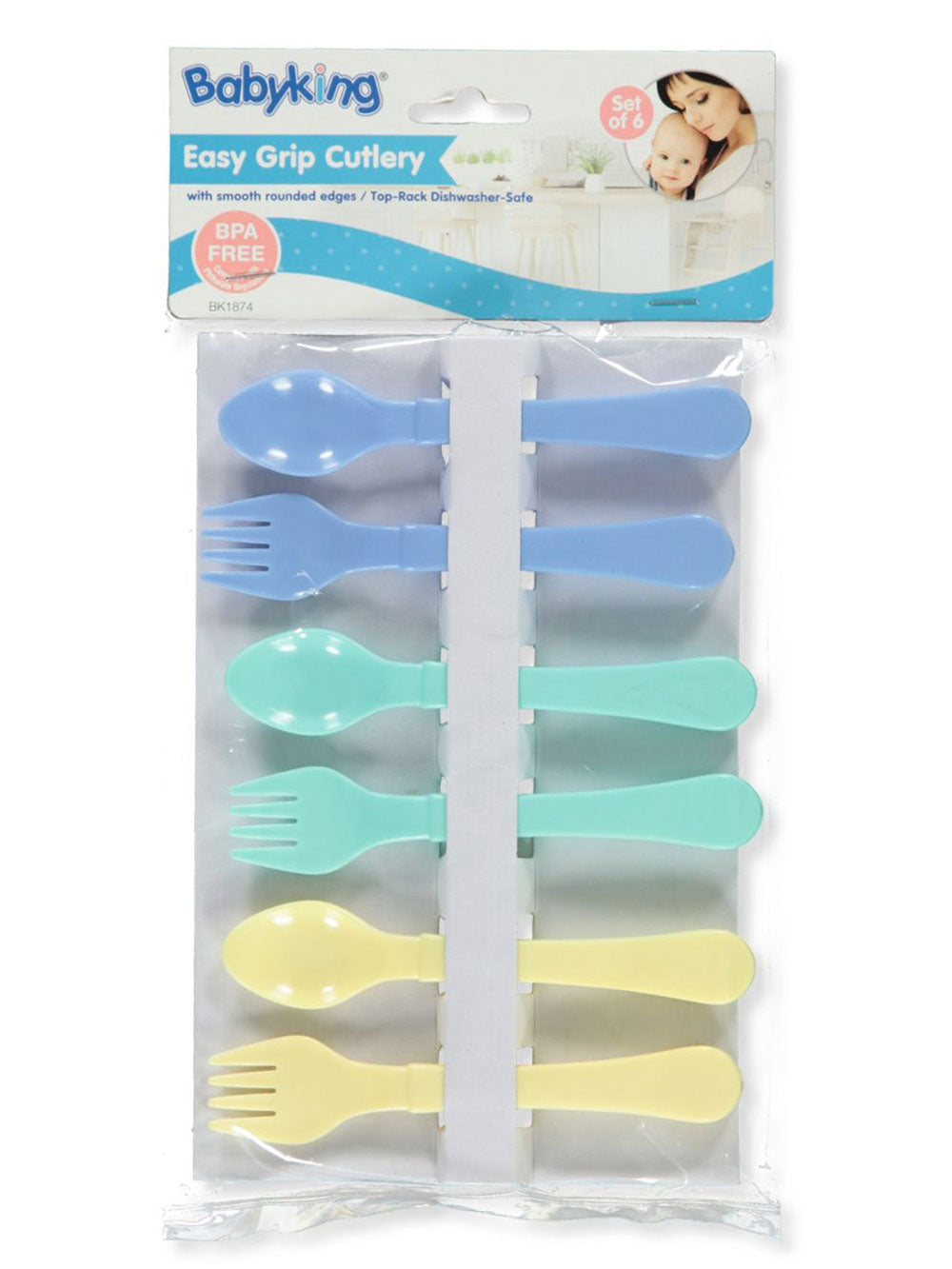 6 pc cutlery pink/blue