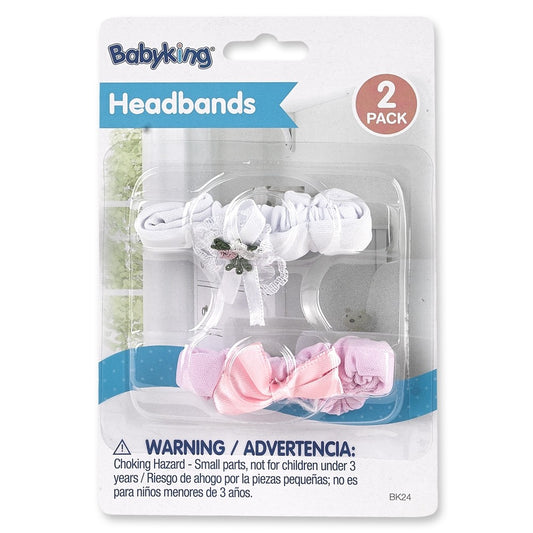 2pk Headbands Pink & White