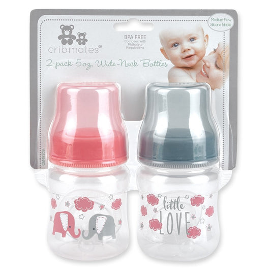 Wide neck bottles 2pk 5oz Pink