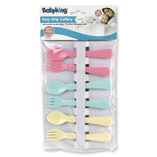6 pc cutlery pink/blue